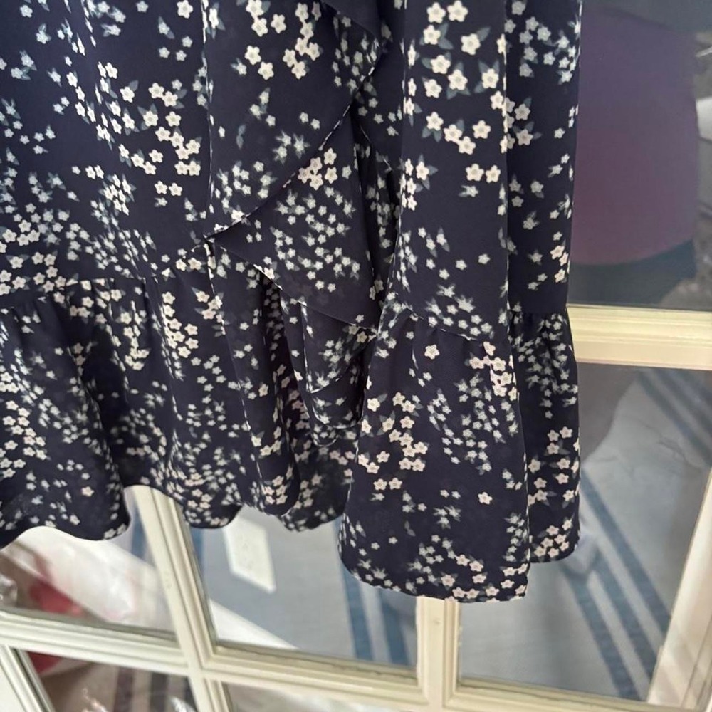 Michael Kors georgette midi skirt floral navy SZ XS - Picture 3 of 6